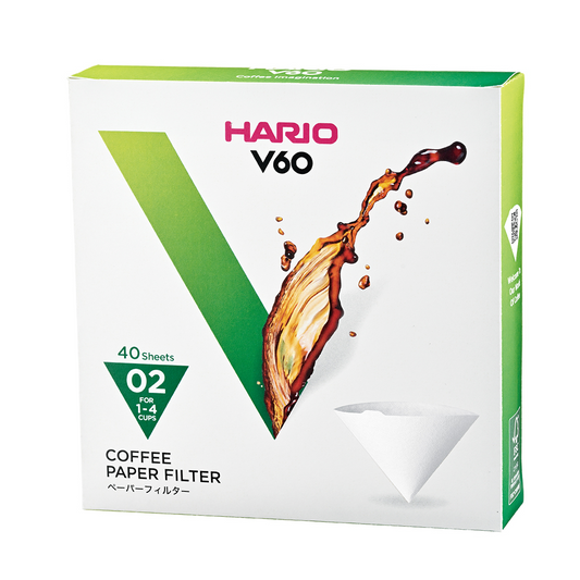 FILTRO PAPEL | Hario V60 Filtro Papel 02 | Blanqueado (40uds) caja